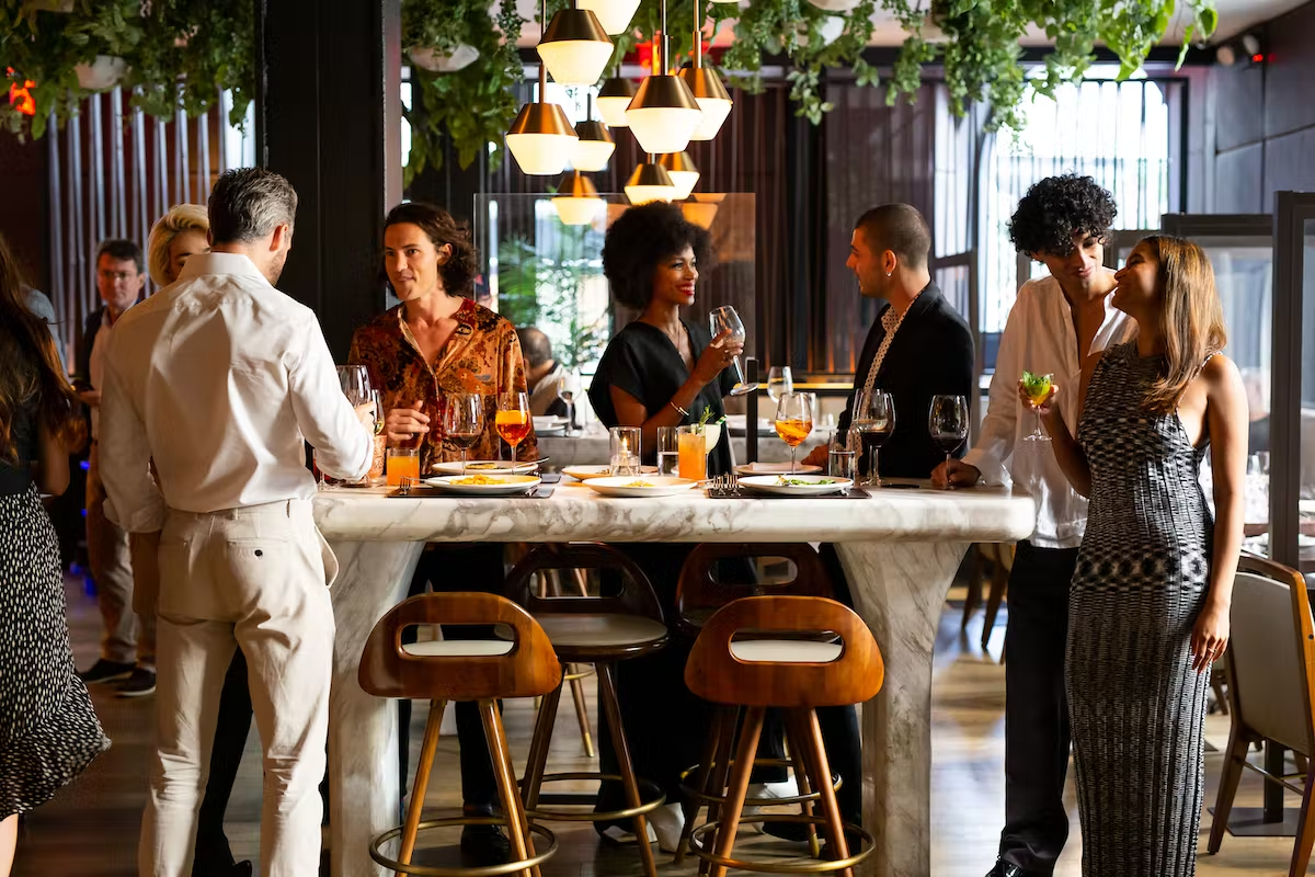 People enjoying a drink at happy hour
